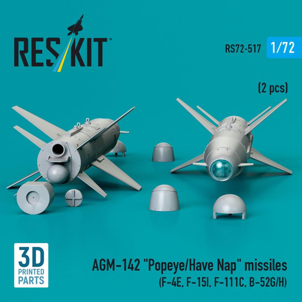 Reskit 2 Plastic Model Parts 1/72 AGM-142 Popeye/Have-Napp Air-to-Surface Missile, Pieces, RSK72-0517 (Airplane)
