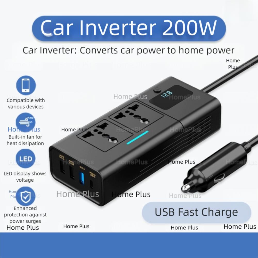 200W Car Inverter Fast Charging Automotive Charger Inverter Universal Power Adapter  for Vehicles