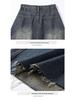 2407 Damen A-Linien-Rock aus distressed gewaschenem Denim - Retro Slim Long Fit für Frühling und Herbst