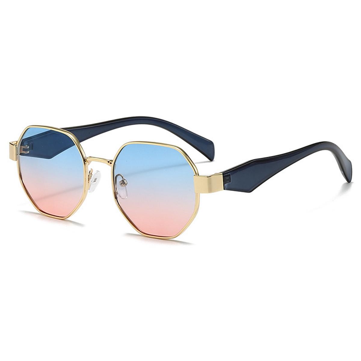 New Fashionable and Versatile Metal Sunshade Sunglasses, Personalized Polygon, Internet Celebrity Sunglasses for Women