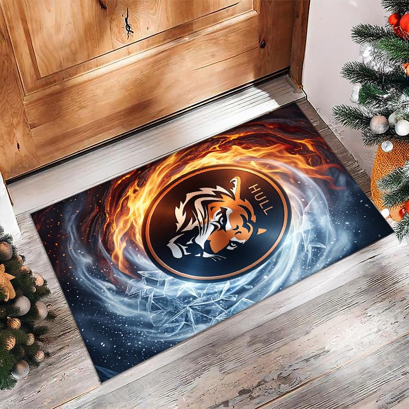 Tappeto in Velluto di Cristallo con Stampa Calcio Hull City, Comodo Assorbente d'Acqua Antiscivolo Tappeto per Pavimento Interno