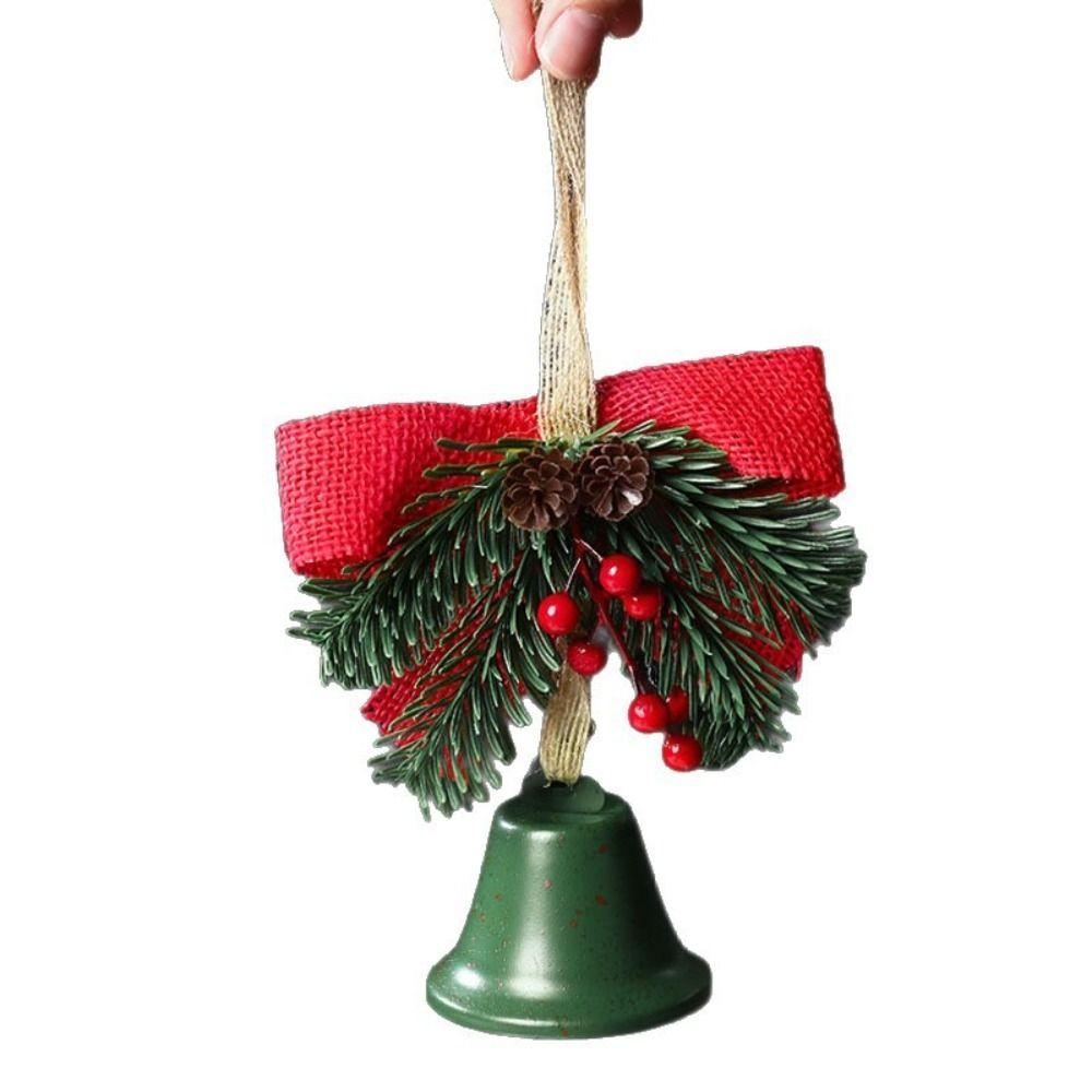 Künstliche Kiefer Weihnachtsglocke Anhänger Metall Haus Weihnachtsdekoration Neujahr Zubehör