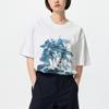 Uniqlo X Mobile Suit Gundam 45th Anniversary Collaboration SS25 Robot Pattern Letter Print Loose Fit Crew Neck Short Sleeve T-Shirt 474437-00