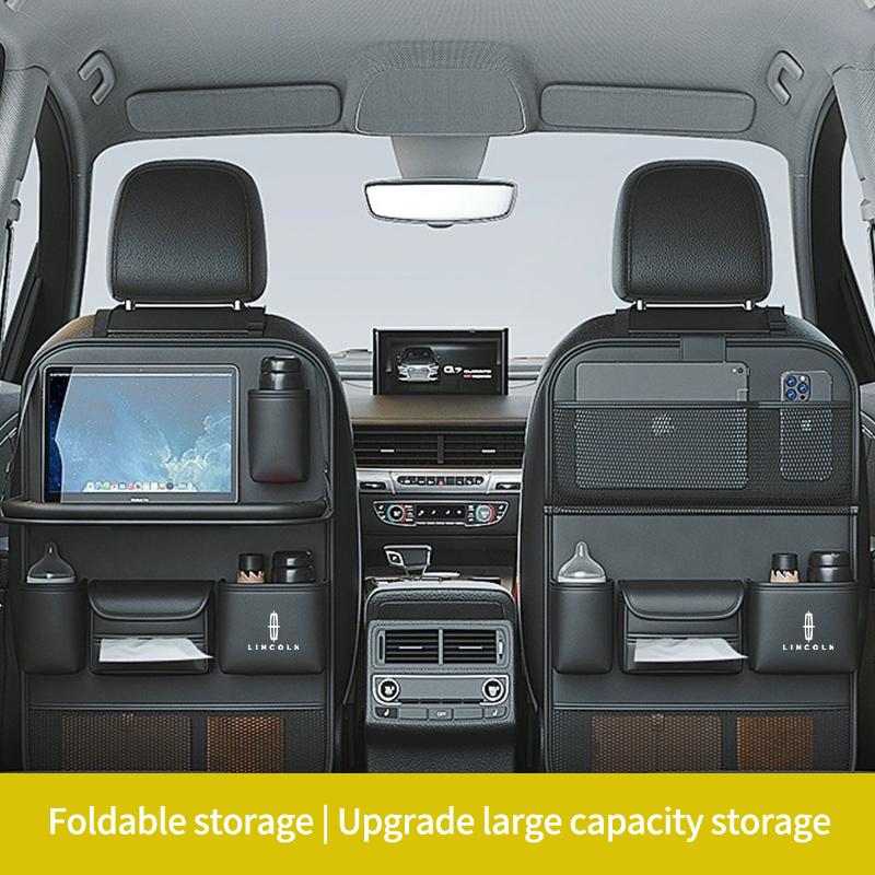 Car accessories interior PU Leather Backseat Organizer with Foldable Table For Lincoln MKZ MKX Aviator Navigator Continental gfsd7