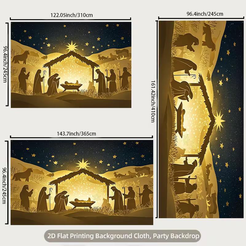 Christmas Nativity 2D Backdrop, Holy Night Jesus Birth Silhouette Photography Background