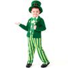 Grünes Leprechaun Kostüm für Kinder Halloween Party Irisches Feen Outfit Mit Kleeblatt Spitze Blazer Anzug