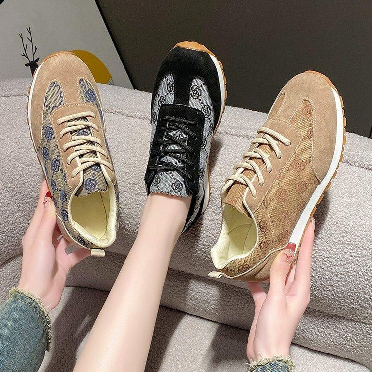 Color Matching Cross-strap Casual Single Shoes Spring and Autumn New Comfortable Versatile Sports Shoes Large Size Women's Shoes