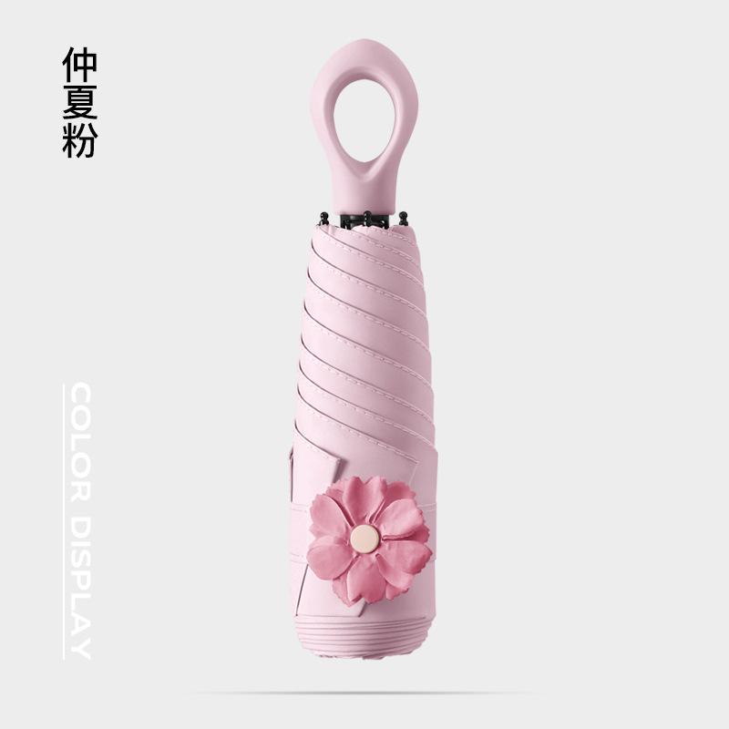 New 50% Off Six Bones Hand Open Vinyl Fabric Sunscreen Umbrella Love Handle Fashion Umbrella Climbing Flower Umbrella