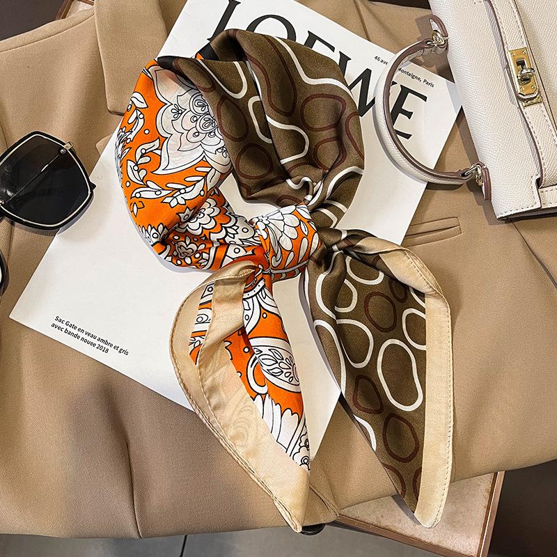 Elegant Floral Scarf for Lady Fashion Square Silk Neck Kerchief Bandana Foulard Soft Hairbands Women  New Bufanda