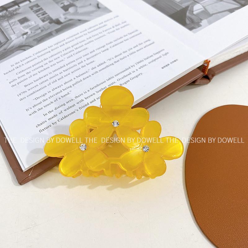 Elegante florales Design Acetat Haarspange Luxus Strass Haarklammer für Frauen