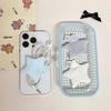 Y2K Japanese Earphone Decoration Accessories Handmade Fabric Star Wave Point Earphone Storage Bag Data Cable Organizer