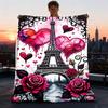 1pc Paris Love Outdoor Blanket - Soft Flannel Cozy for Travel & Camping - All-Season Warm Bed Cover, Machine Washable yy251229073