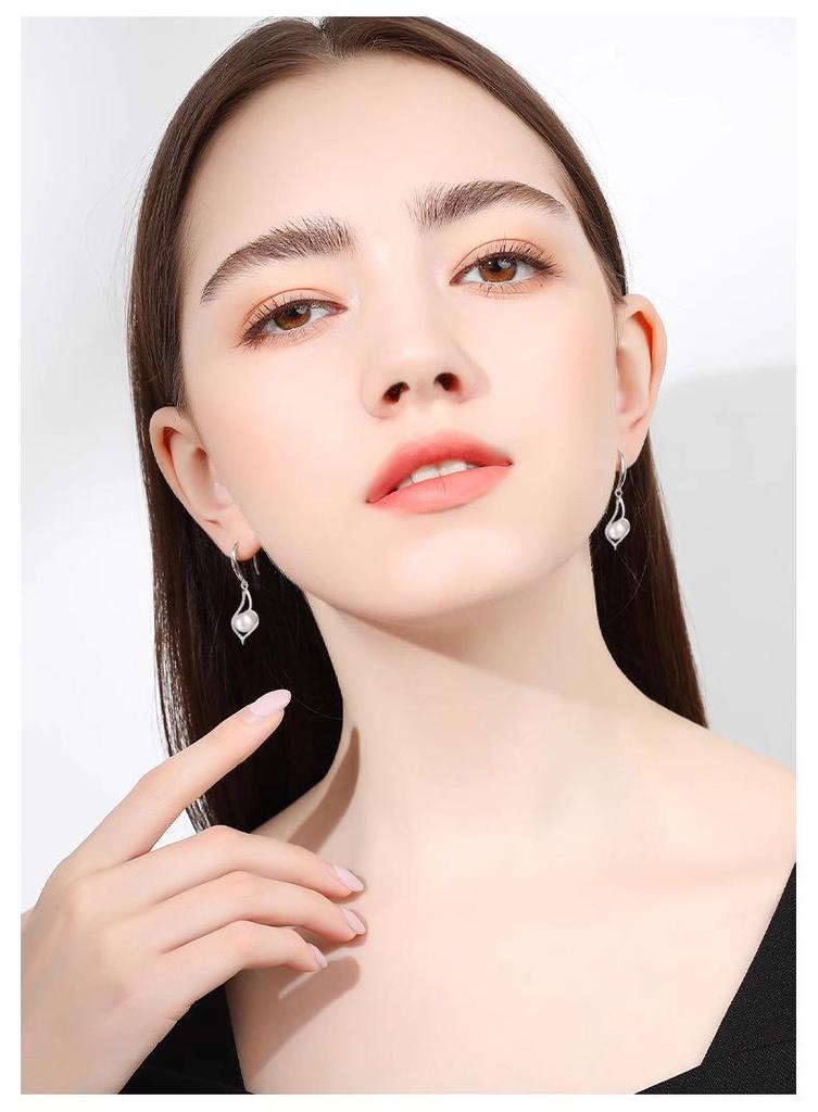 S925 Sterling Silver Baguette Pearl Dangle Earrings for Women - High-End Fashionable Water Drop Slimming Design (2026)