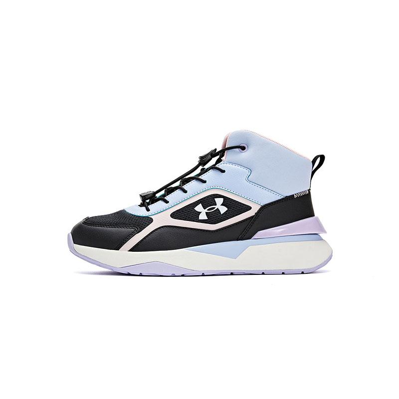 Under Armour Kids Lifestyle Series Fashion High-Top Casual Shoes Kids Sneakers Black Blue 2441304