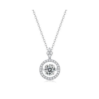 Fashion S9252 Sterling Silver Round 1 Carat Moissant Diamond Pendant Women's Necklace Fashion Jewelry Accessories GRA Certificate