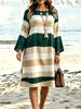 European and American Printed Loose Round Neck Long Sleeved Dress, Soft and Breathable Pajamas Suitable for Wearing All Seasons