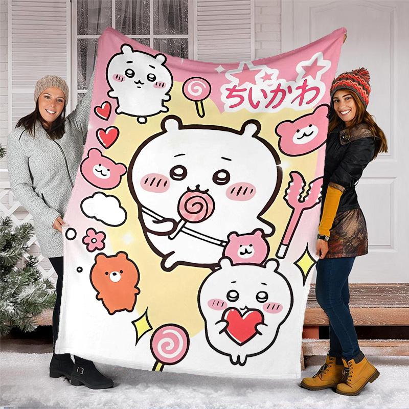 Chiikawa1 printed throw blanket—lightweight,soft,warm;versatile blanket for all seasons—perfect as &air-conditioning throw,nap blanket