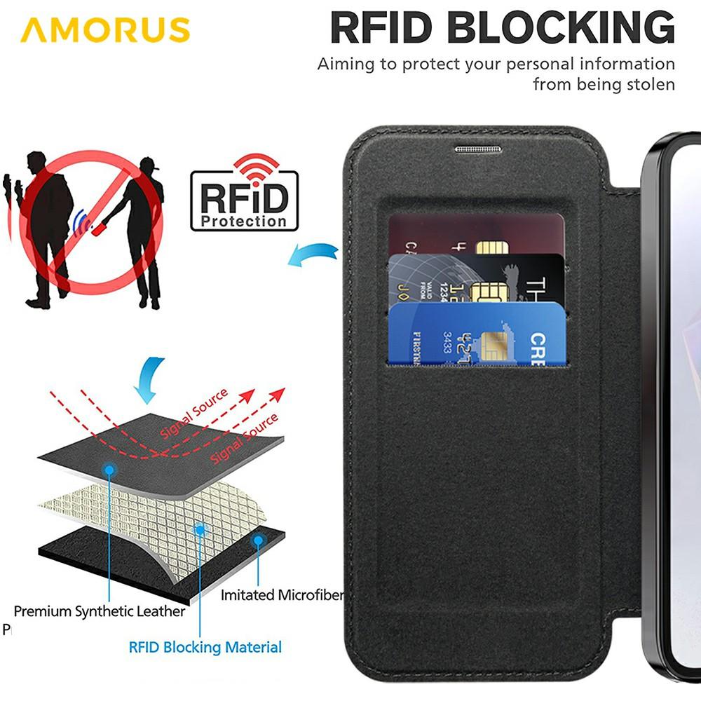 For Samsung Galaxy A36 5G Case Compatible with MagSafe RFID Blocking Card Holder Leather Phone Cover