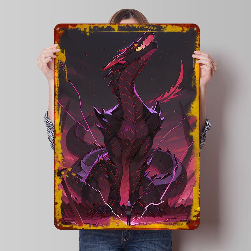 

Dragon and Human Confrontation Poster Customized Wall Art Vintage Metal Signs Retro Tin Plaque for Man Cave Bar Accessories Home 20x30cm（7.8x11.8inch）