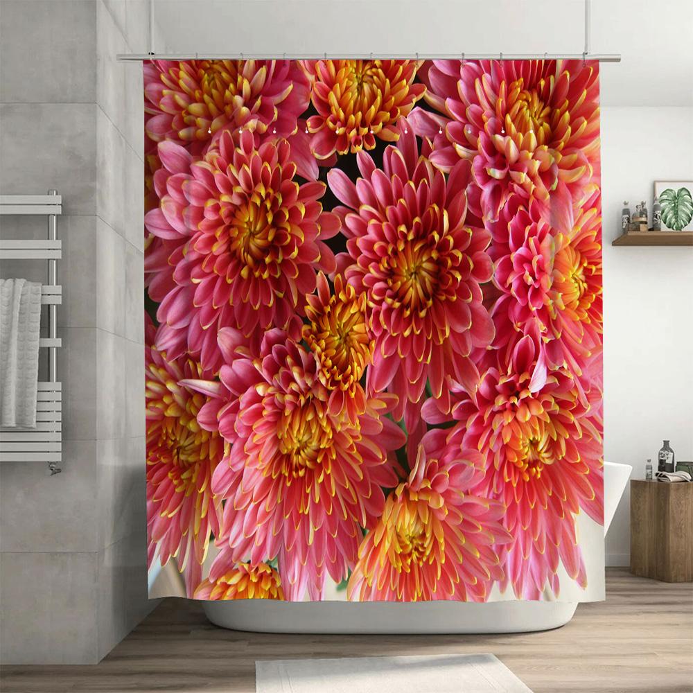 Pink Daisy Shower Curtain: Flower Design Bathroom Decor Waterproof Fabric For Bathtub Modern Home Bathroom Accessories (Size L)