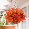 Fall Hanging Artificial Flower Basket UV Resistant Outdoor Garden Yard Patio Porch