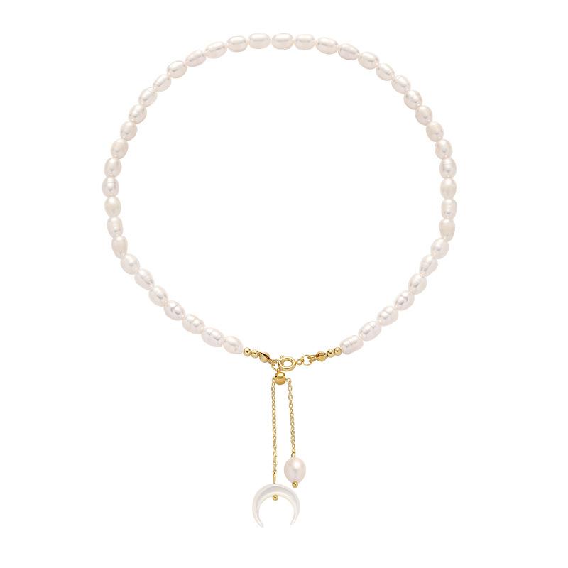 

Baroque pearl necklace niche design sense simple clavicle chain star moon shape personalized neck chain