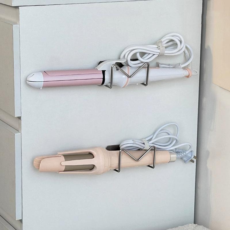 1Pcs Wall Mounted Hair Dryer Holder Hair Curler Straightener Stand Self Adhesive Stainless Steel Storage Rack Bathroom Organizer