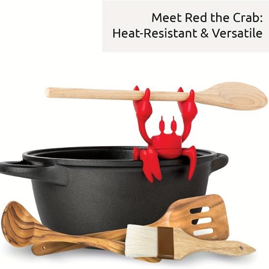 

Силиконовая подставка для ложки Red Crab - термостойкая, нескользящая подставка для кухонных принадлежностей с функцией выпуска пара красный