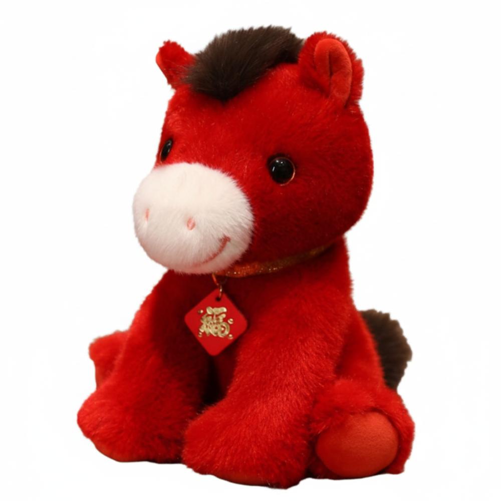 

Mascot Dolls Lucky Horse Plush Toys Good Luck Zodiac Pony Figurine Festive Decor 16cm червоний