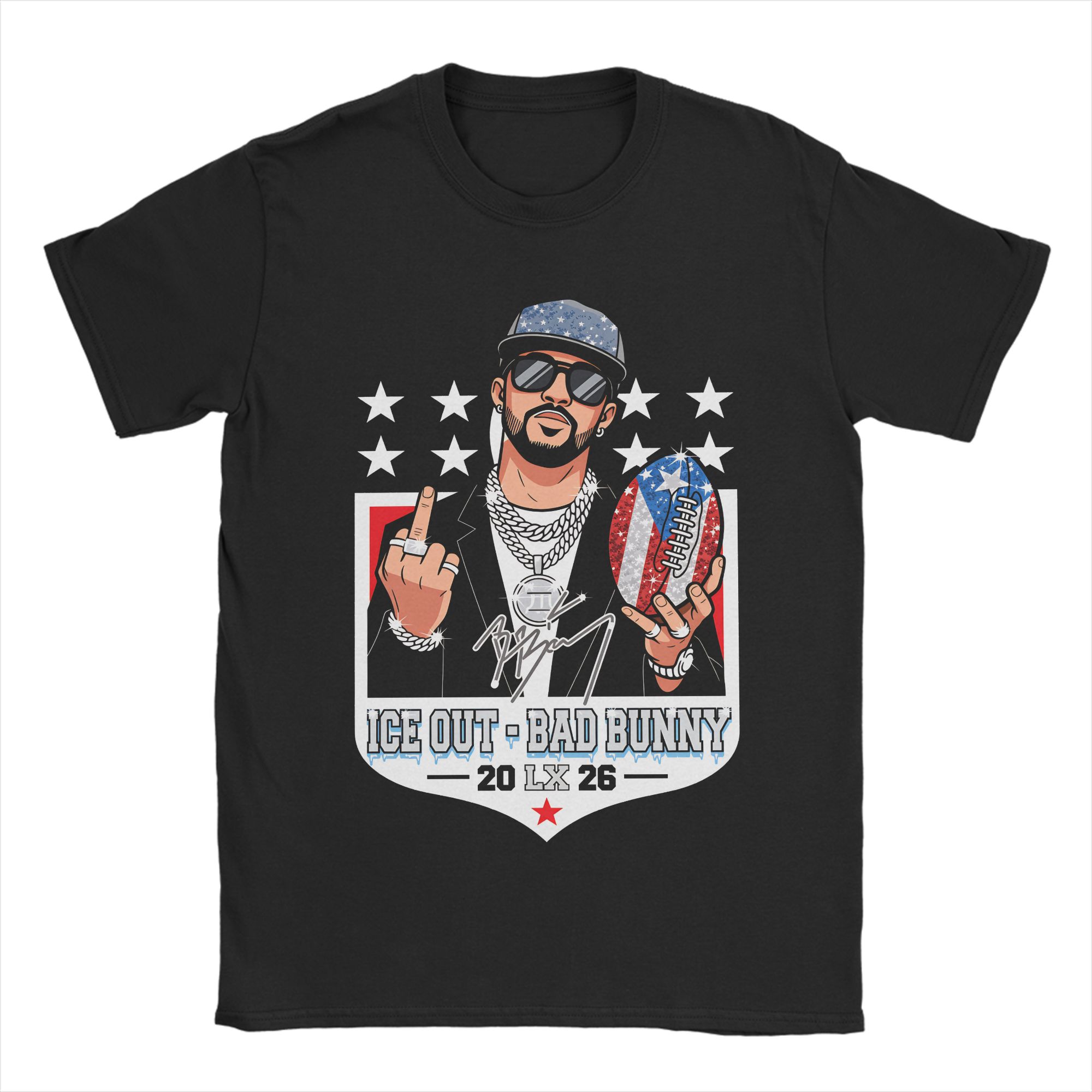 

Leisure ICE OUT Bad Bunny TShirts Unisex Round Collar Cotton T Shirt Short Sleeve Tees Gift Idea Clothing 4XL