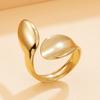 Elegant Stainless Steel Leaf Open Ring - Fashion Jewelry Gift for Friends