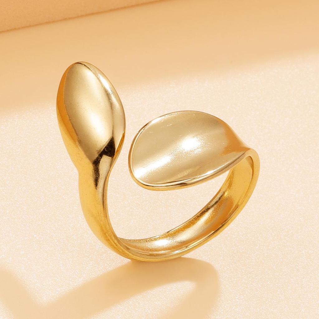 Elegant Stainless Steel Leaf Open Ring - Fashion Jewelry Gift for Friends