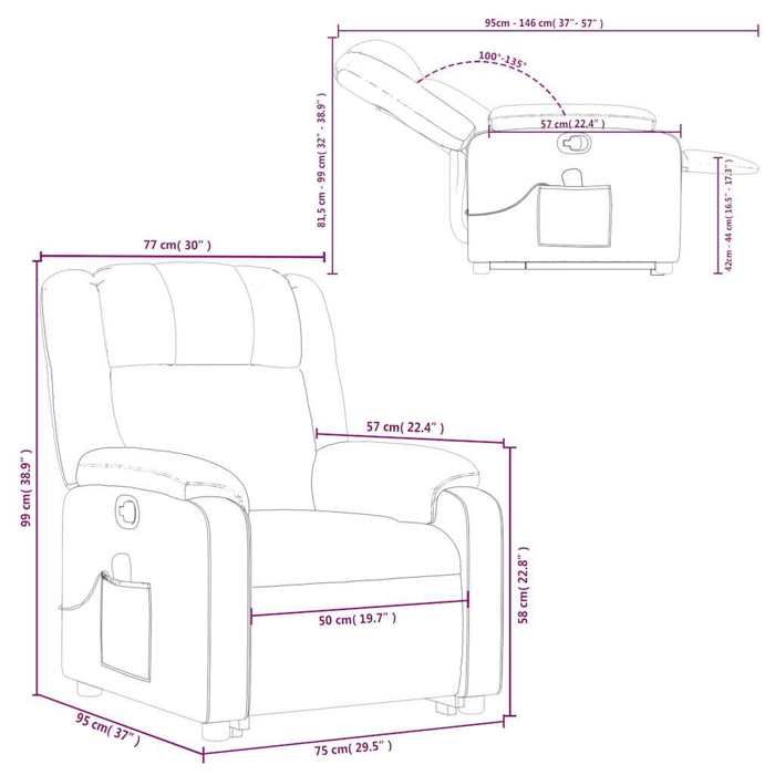VidaXL Fauteuil de massage inclinable Noir Tissu 3205216