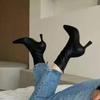 Fashion Pointed Toe Women Short Boots Fashion Zippers Slim Ankle Booties Thick High Heel Autumn Winter Ladies Shoes