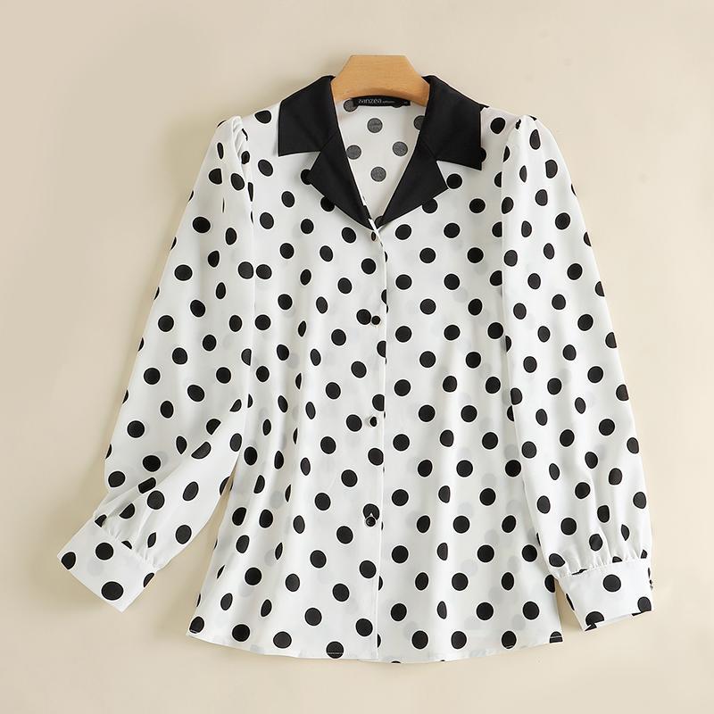 

ZANZEA Горошек Принт Повседневный с длинным рукавом Женщины Блузки Рубашки