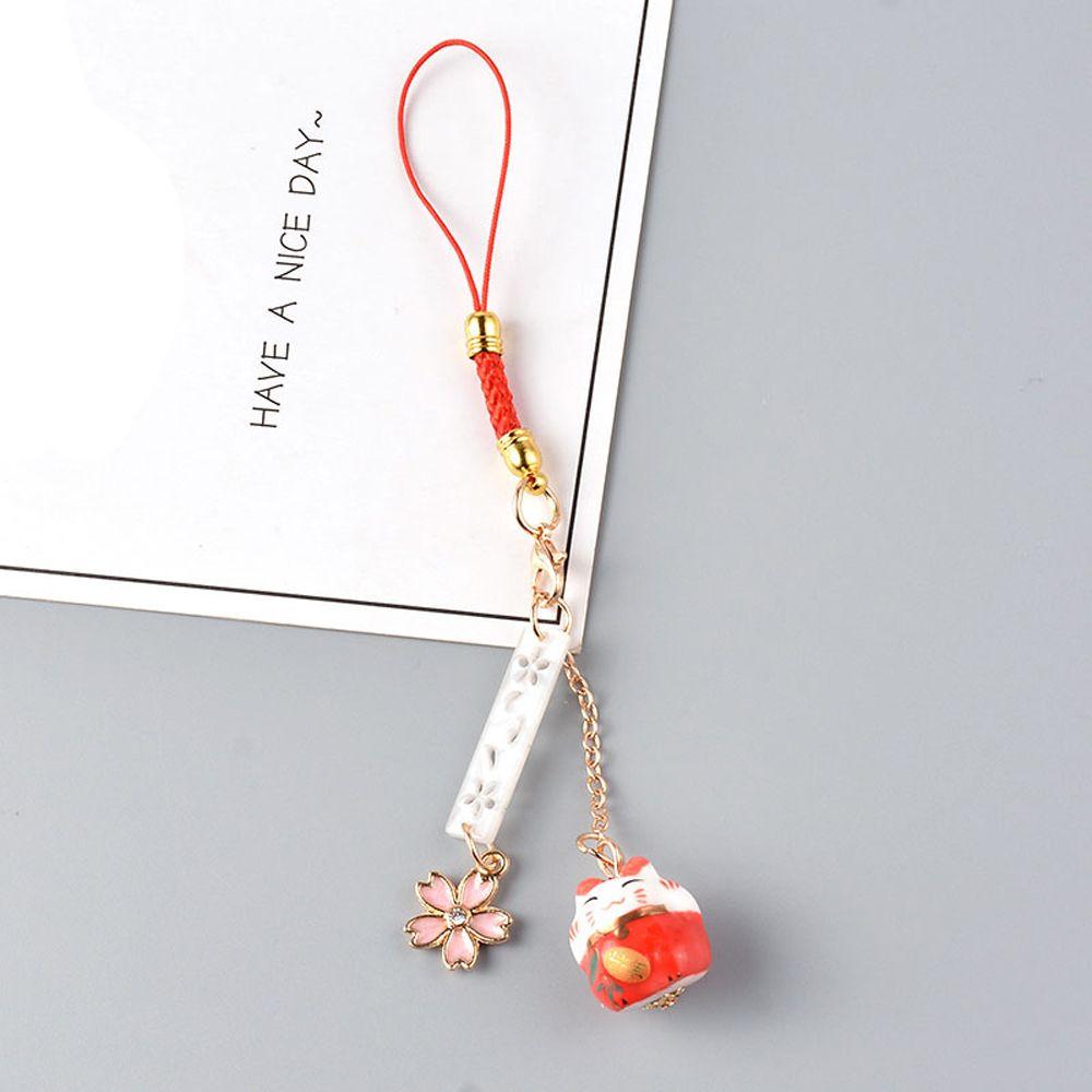Keyring Key Chain Mobile Phone Straps Mobile Phone Lanyard Lucky Cat Keychain Maneki Neko Trinkets