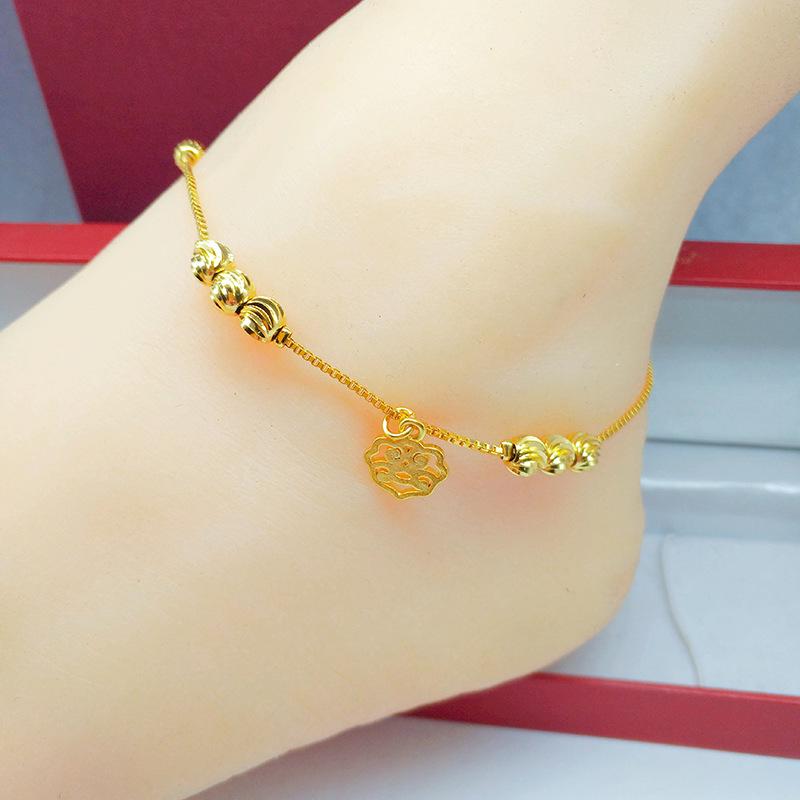 Vietnamese Gold-Plated Bead Anklet - Women's Korean Fashion Jewelry