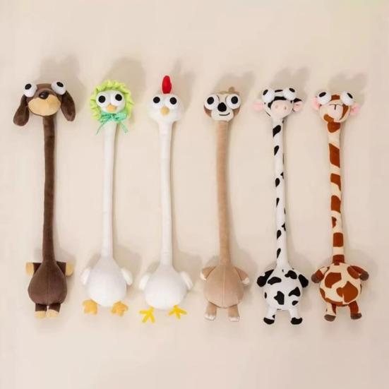 Cute Big-Eyed Stuffed Toy Long Neck Dog Duck Giraffe Plush Doll Car Bag Keychain Cute Animal Bendable Plush Figure Unique Gift for Dog Lovers