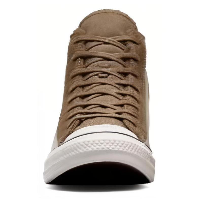 Converse All Star Perfed Overlays Classic and Versatile Abrasion Wrapping Lightweight High Top Espadrilles Unisex Beige Brown