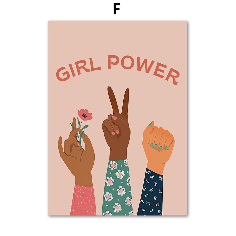 

Феміністська дівчина Power Empowered Equality Північні постери та принти Настінні картини на полотні Настінні картини для декору вітальні A4 21x30cm No Frame