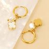 18K Gold-Plated Stainless Steel Clover Pearl Earrings - European & American Fashion for Women