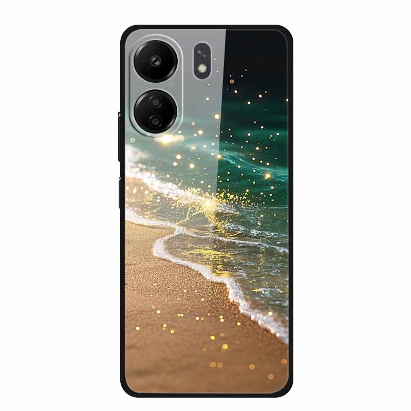 Für Redmi 12C 13C 11A Handyhülle Gehärtetes Glas Harte Abdeckung für Xiaomi Redmi 12 C 13 C 11 A Hülle Bunte Blumen Rückseitenhüllen