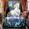 White Horse With Blue Flowers Blanket Personalized Name Soft Comfortable Stylish Blanket Car Blanket Perfect For Travel Camping Outdoor Home Suitable