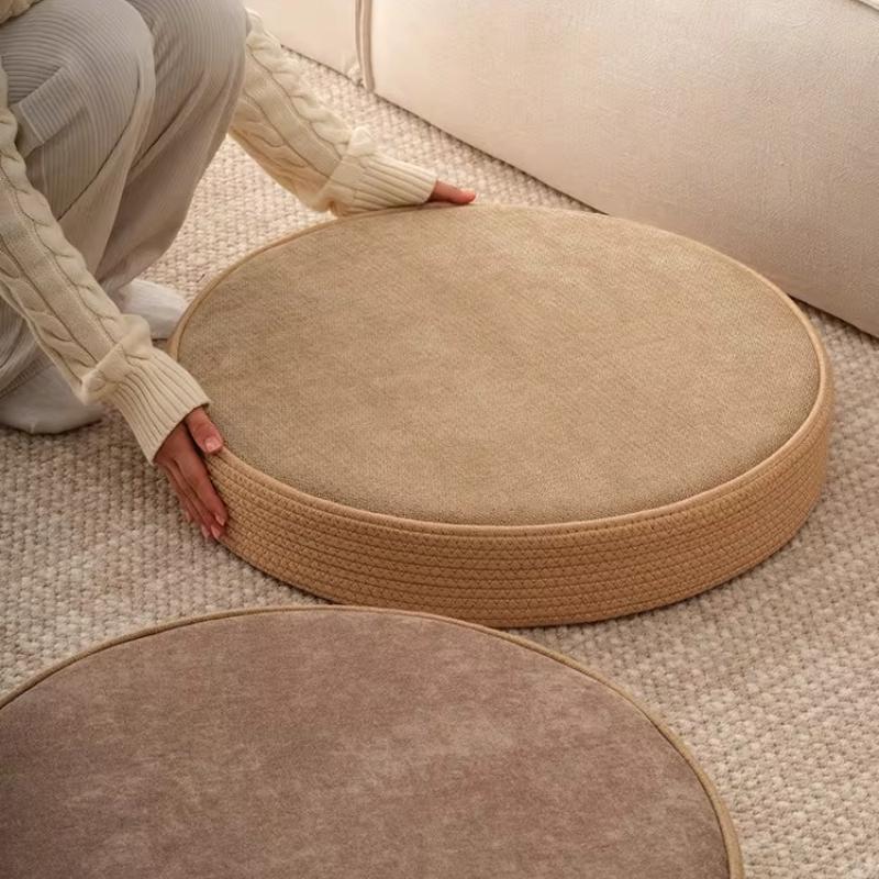 Round Thick Floor Cushion, Memory Foam Tatami & Meditation Pillow for Bay Window Seating,Portable Decorative Pad for Living Room