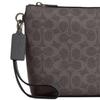 Coach 27 Top Zip Closure Detachable Wrist Strap Faux Leather Clutch Large Men Clutch Charcoal-Gray Gray CCF32-QBYFT