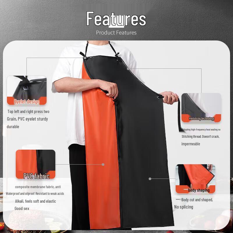 Miling Heavy-Duty Black & Red Waterproof PVC Apron
