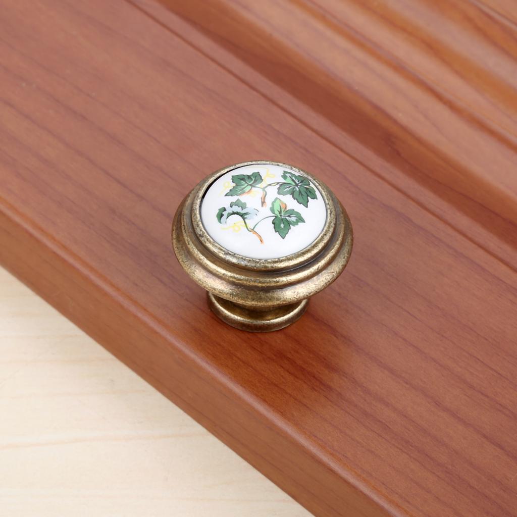 DRELD Vintage Rural Ceramic Drawer Cupboard Door Furniture Handles Cabinet Handles and Knobs Dresser Kitchen Pull +M4x25mm Screw