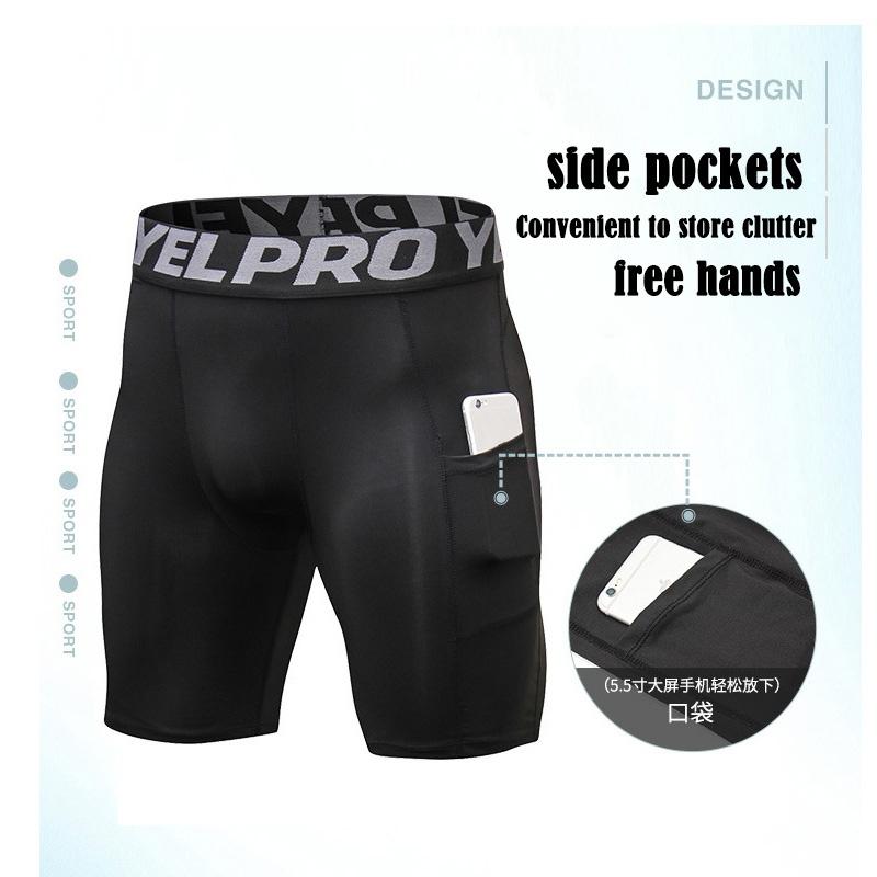 Pantaloni Sportivi da Uomo Aderenti Corti Pantaloni da Basket Pantaloni Fitness Senza Piedi Pantaloncini a Compressione da Corsa