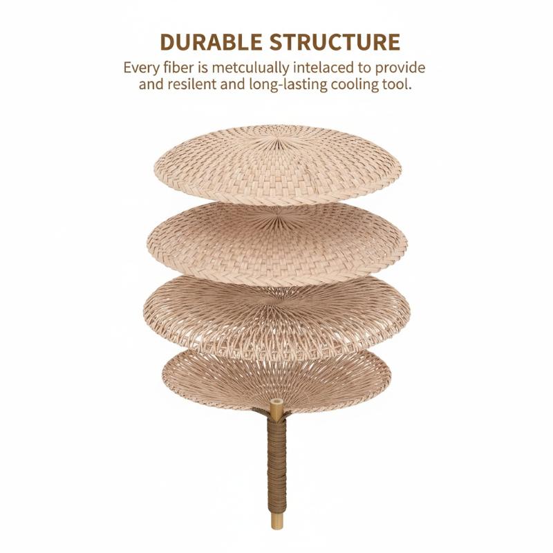 Farmhouse Style Handmade Woven Palm Leaf Fan Wedding Hand Fans For Summer Home Decoration Beach Parties Outdoor Events