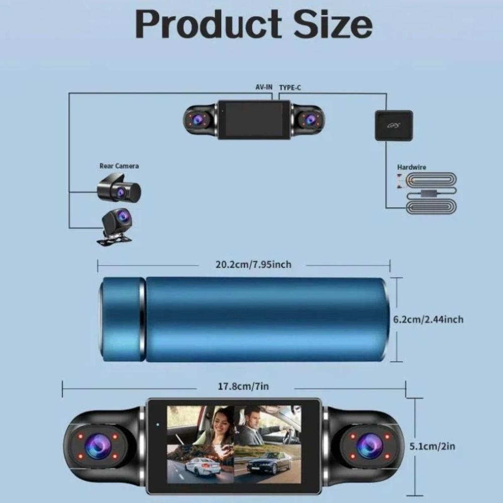 3/4 Channel Dashcam, 1080P HD In-car Recorder, 360-degree All-around Vehicle Camera, Video Recording/GPS Positioning